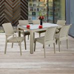 Mandella Elit 90 x 150 cm 2 Elit Koltuk 4 Elit Sandalye Camlı Masa Takımı - Bej