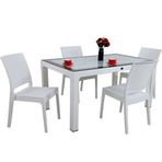Mandella Elit 90x150 cm Beyaz 4 Kişilik Elit Sandalye Camlı Masa Takımı