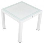 Mandella Elit Ratta Beyaz 90x90 cm Camlı Masa