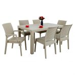 Mandella Elit Rattan 90x150 cm 2 Elit Koltuk 4 Elit Çöl Beji Sandalye Masa Takımı