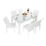 Mandella Elit Rattan 90x150 cm Elit Beyaz Sandalye Masa Takımı