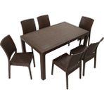 Mandella Elit Rattan 90x150 cm Elit Kahverengi Sandalye Masa Takımı