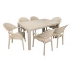 Mandella Elit Rattan 90x150 cm Eylül Çöl Beji Koltuk Masa Takımı