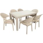 Mandella Elit Rattan 90x150 Eylül Koltuk Camlı Masa Takımı Çölbeji - Bej - Krem
