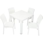 Mandella Elit Rattan 90x90 cm Elit Beyaz Sandalye Masa Takımı