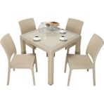 Mandella Elit Rattan 90x90 cm Elit Camlı Çölbeji Sandalye Masa Takımı