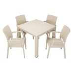 Mandella Elit Rattan 90x90 cm Elit Çöl Beji Koltuk Masa Takımı