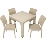 Mandella Elit Rattan 90x90 cm Elit Çöl Beji Sandalye Masa Takımı