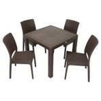 Mandella Elit Rattan 90x90 cm Elit Kahverengi Sandalye Masa Takımı
