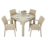 Mandella Elit Rattan 90x90 cm Elit Koltuk Çöl Beji Camlı Masa Takımı