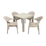 Mandella Elit Rattan 90x90 cm Eylül Koltuk Çöl Beji Camlı Masa Takımı