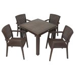 Mandella Elit Rattan 90x90 cm Zeus Kahverengi Koltuk Masa Takımı