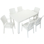 Mandella Elit Rattan Beyaz 90x150 cm Masa