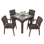 Mandella Elit Rattan Kahverengi 90x90 CM Camlı Masa