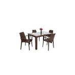 Mandella Kahverengi Elit Rattan 90x150 4 kişilik Nirvana Koltuk Camlı Masa Takımı