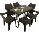 Mandella Kahverengi Zeugma 70x120 Katlanır Ayak 6 Kişilik Polo Koltuk Masa Takımı