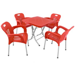 Mandella Katlanır Ayak 80X80 cm Demir Ayaklı Nil Kırmızı Koltuk Masa Takımı