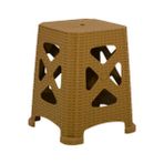 Mandella Sağlam Plastik Elit Rattan Büyük Tabure (6 Adet) Teak - Tik Rengi