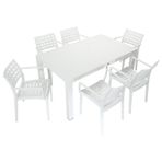 Mandella Wood 90x150 cm Cafe Beyaz Koltuk Masa Takımı