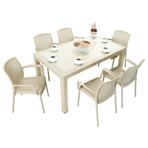 Mandella Wood 90x150 cm Cafe Camlı Çöl Beji Sandalye Masa Takımı