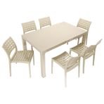 Mandella Wood 90x150 cm Cafe Çöl Beji Sandalye Masa Takımı