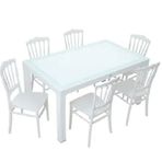 Mandella Wood 90x150 cm Silver Napolyon Camlı Sandalye Masa Takımı