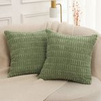 MANDIOO 2'li Set Adaçayı Yeşili Peluş Boho Dekoratif Kırlent Kılıfı 40,40 x 40,5 cm, Süper Yumuşak Çizgili Kadife Yastık Kılıfları Yastık Kılıfları Kanepe Kanepe Yatak Çiftlik Evi için Yastık