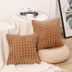 MANDIOO 2'li Set Süper Yumuşak Peluş Suni Kürk Kırlent Kılıfı 45 x 45 cm, Ekose Doku Modern Lüks Dekoratif Yastık Kılıfı Yastık Kılıfı Ev Dekoru Kanepe Yatak Oturma Odası Çiftlik Evi için Yastık