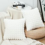 MANDIOO 2'li Set Süper Yumuşak Peluş Suni Kürk Kırlent Kılıfı 50,66 x 50,7 cm Ekose Doku Modern Lüks Dekoratif Yastık Kılıfı Yastık Kılıfı Ev Dekoru Kanepe Yatak Oturma Odası Çiftlik Evi için Yastık