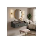 MANDOSİ 90 Cm Makyaj Masası Dresuar Antrasit Gold Kulp