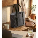 Mandosi Mumlu Kanvas Omuz Çantası - Mıknatıslı, Günlük Kullanım, Ekstra Cepli, Tote Bag - 7256 - Gri