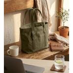 Mandosi Mumlu Kanvas Omuz Çantası - Mıknatıslı, Günlük Kullanım, Ekstra Cepli, Tote Bag - 7256 - Haki
