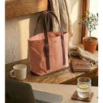 Mandosi Mumlu Kanvas Omuz Çantası - Mıknatıslı, Günlük Kullanım, Ekstra Cepli, Tote Bag - 7256 - Kiremit