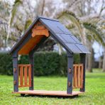 Mandu Isı Yalıtımlı Ahşap Köpek Kulübeleri Için Ekstra Gölgelik Çatı ve Taban Veranda - Large