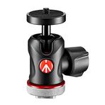 Manfrotto 492LCD küre başlı Micro (monitör, LED, mikrofon, aksiyon kamerası ve aksesuar için flaş pabucu (MH492LCD; taşıma kapasitesi: 4 kg, Ağırlık: 170 g, 1/4 inç dişli ve alt tarafta flaş pabucu))