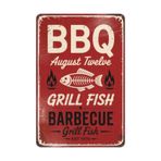 Mangal balıklı dekoratif alıntı duvar sanatı, metal sac levha, deniz ürünleri, restoran, dekorasyon, terasta asmak için mükemmel, tiki-bar, rustik vintage kaplama, 20,3 x hediye