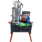 Mangal Semaver Seti Portatif Ayaklı Mangal Köfteci Izgarali Mangal ( Özyalçın Class 01 Modeli)