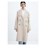Mango 67020446 El yapımı Oversize Yün Bej Kadın Palto