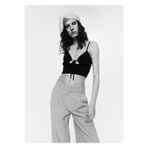 Mango Düğüm Detaylı Cropped Siyah Kadın Bluz