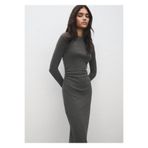 Mango Fitted Kesim Gri Kadın Elbise