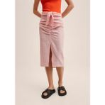 Mango Gingham Pileli Etek - Pembe
