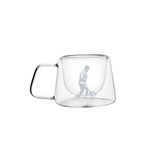 Mango Home Çift Cidarlı Borosilikat Cam Kupa 210 ml - Çay ve Kahve Bardağı - Atatürk Silüetli - Isıya Dayanıklı Double Wall - Beyaz
