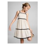 MANGO Kids Dalgalı keten elbise