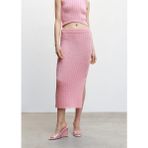 Mango Nervürlü midi etek - Pembe - S