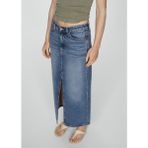 Mango Uzun Kot Etek - Denim - XS