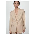 Mango Woman 27029205 Çizgili Kumaş Bej Kadın Blazer Ceket