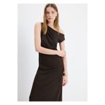 Mango Woman 37039101 Drapeli Asimetrik Uzun Kırmızı Kadın Elbise