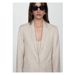 Mango Woman 67087922 İnce Çizgili Kumaş Ekru Kadın Blazer Ceket
