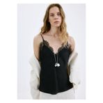 MANGO Woman Dantel yakalı saten bluz