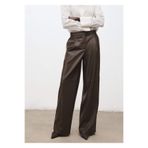 MANGO Woman Deri görünümlü wide leg pantolon
